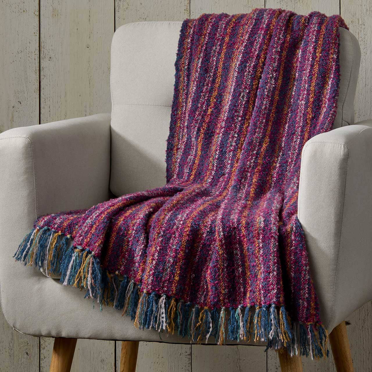 SERRV International - Wholesale Throw Blanket - Jewel Stripe Boucle Throw1