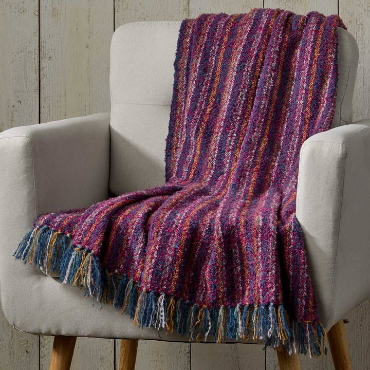 SERRV International - Wholesale Throw Blanket - Jewel Stripe Boucle Throw1