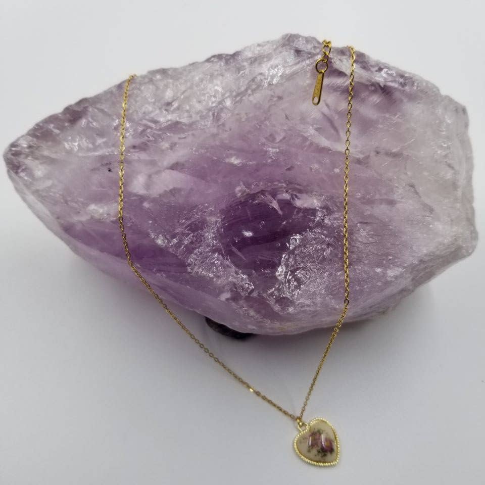 magnolia jewelry – Colar pingente/pendente por atacado – Colar Coração de Cerâmica Floral Vintage1