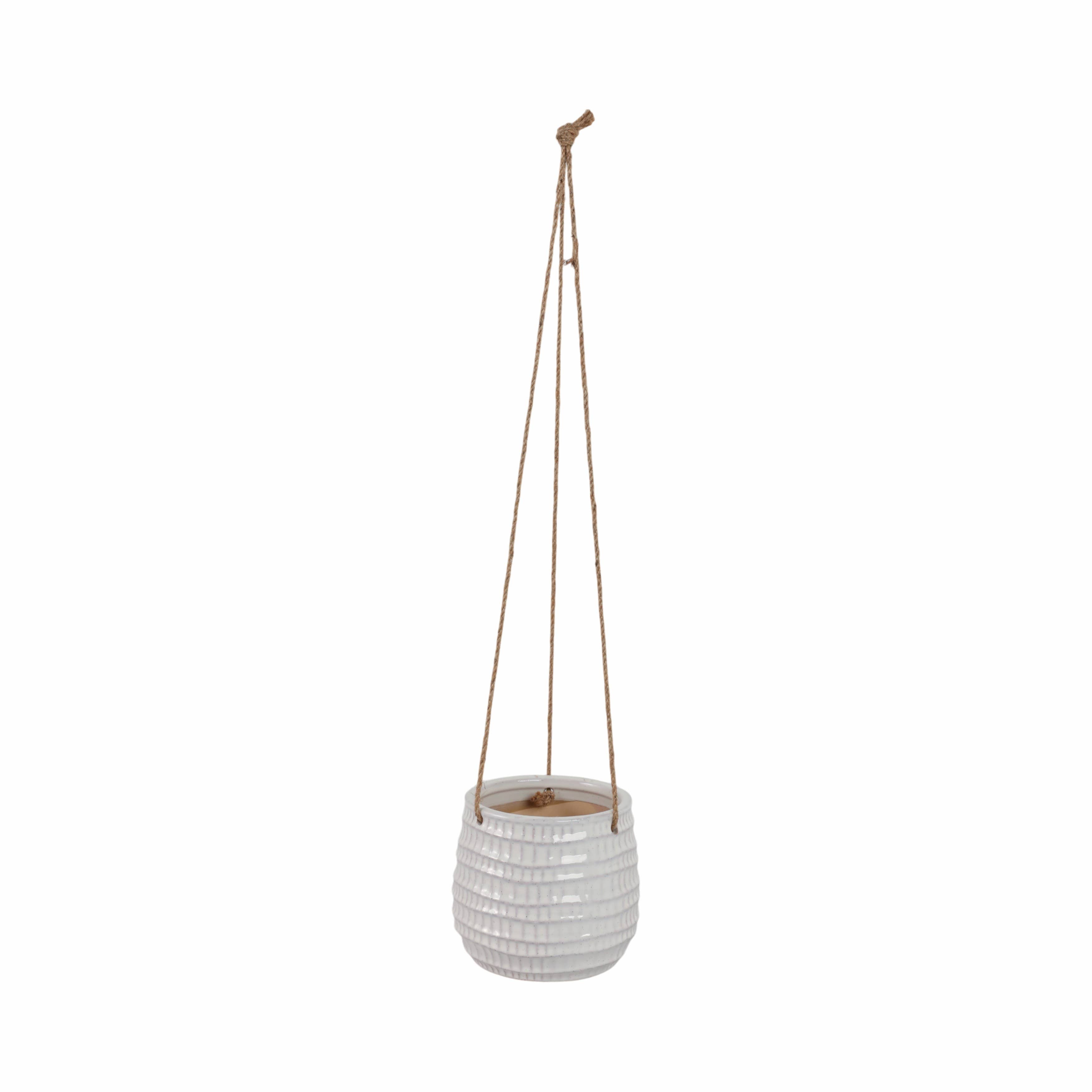 Sagebrook Home - Wholesale Hanging Planter - Ivory 6 in. Ceramic Round Dimpled Garden Hanging Planter7