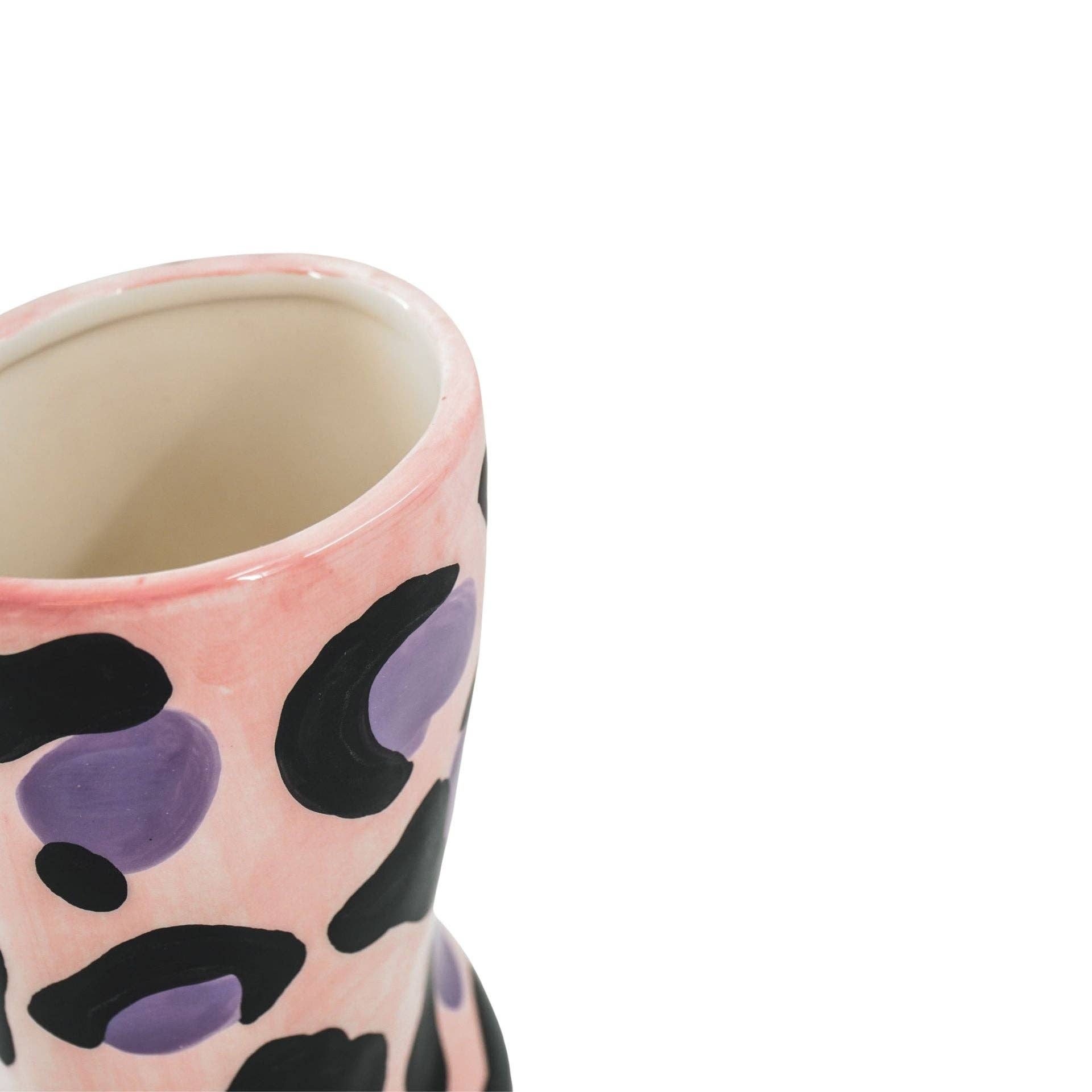 Housevitamin bv - Wholesale Vase - Flower Vase- Boot with Leopard Print Vase- Ceramics- Pink/ Orange-18x8x24 cm4