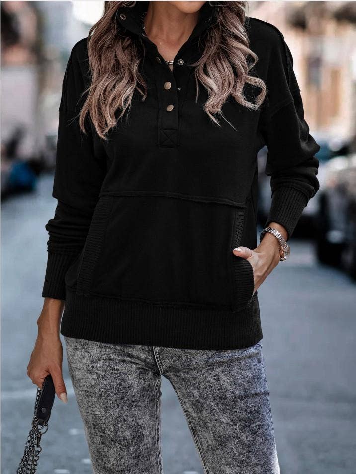 eLook - Wholesale Sweatshirt - Women's - SZ1-SW9112 Exposed Seam Henley Snap Sweatshirt3