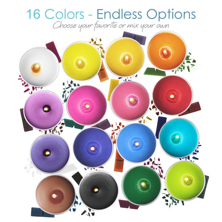 Lelaffet - Wholesale DIY Craft Kit - Candle Making Kit, Soy Wax, 16 Color Dyes, Thermometer, Tins