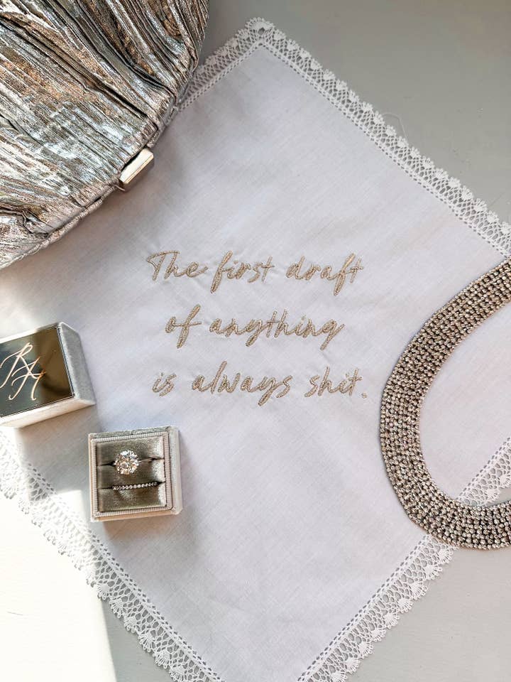 Embroidered Hemingway Hankie for wholesale by The Mrs. Box