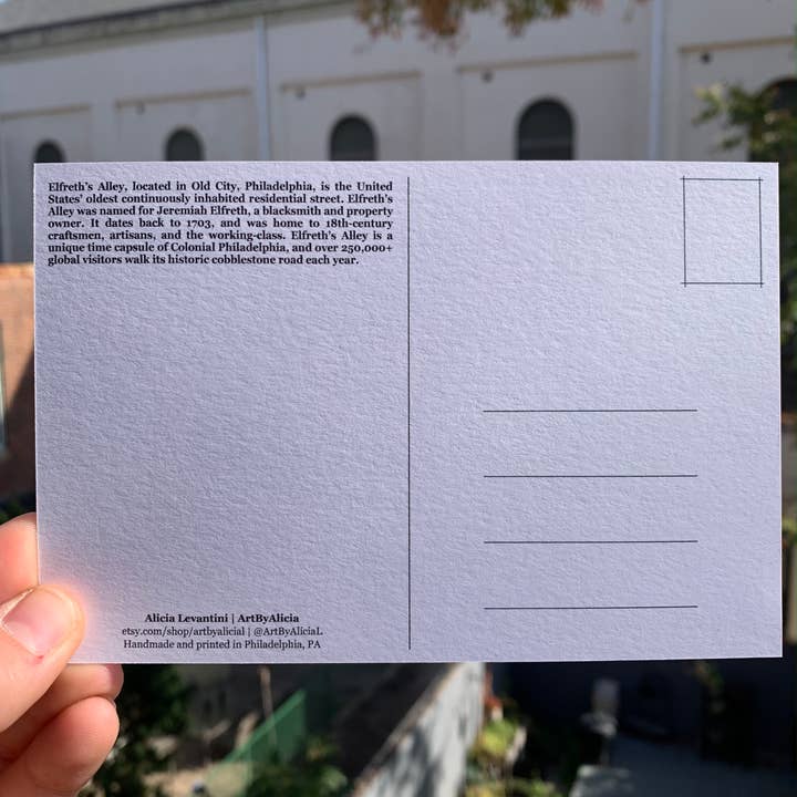 ArtByAlicia - Wholesale Postcard - Elfreth's Alley Philadelphia Postcard1