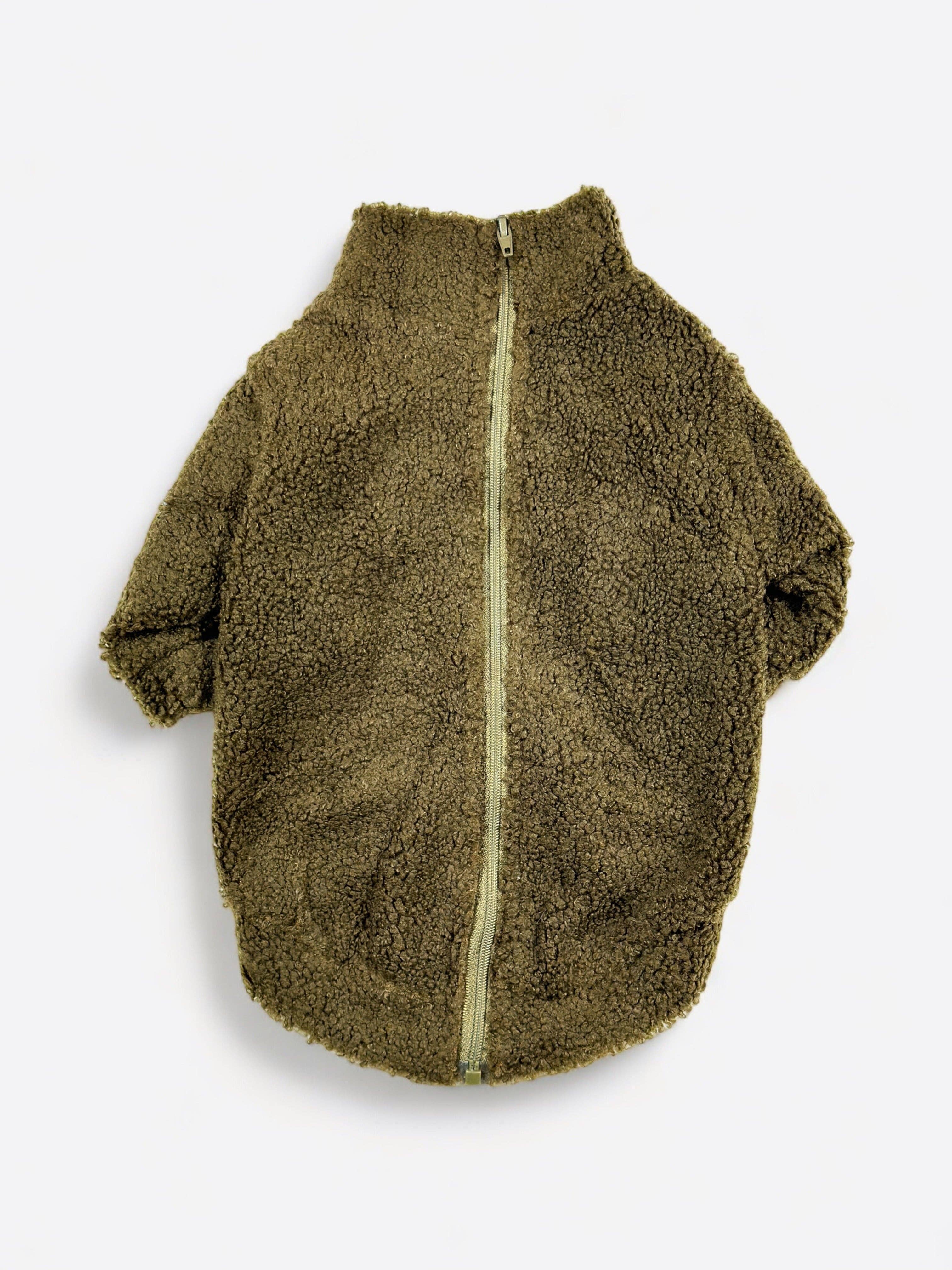 The Paw Print Boutique – wholesale Pet jumper – Dog – Teddy Fleece - Khaki1