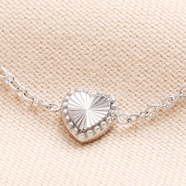 Stainless Steel Tiny Antiqued Heart Bracelet for wholesale by Lisa Angel