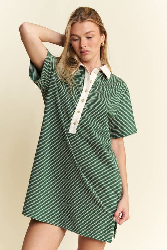 JADE BY JANE – wholesale Dress – Women's – PLUS SIZE PIN STRIPE BUTTON DOWN DRESS