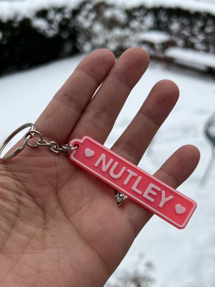 Personalized Town Keychain with Hearts - Valentine's Day for wholesale by Pretty Handy