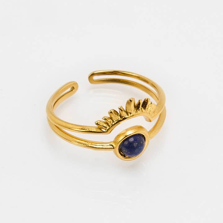 By Sookay – wholesale Band/Stackad Ring – Ring i rostfritt stål med blå stenöga