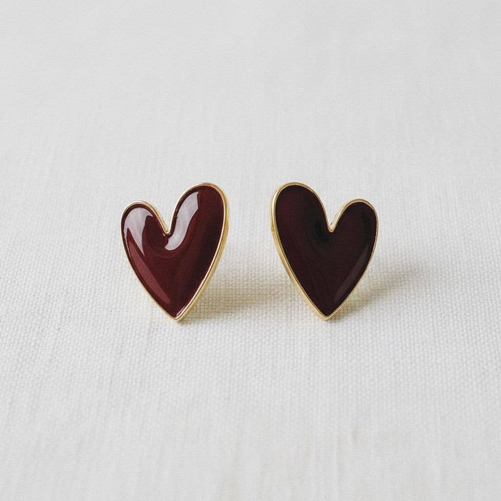 Ellemadera - Wholesale Stud/Post Earrings - Heart-Shaped Gemstone Drop Earrings