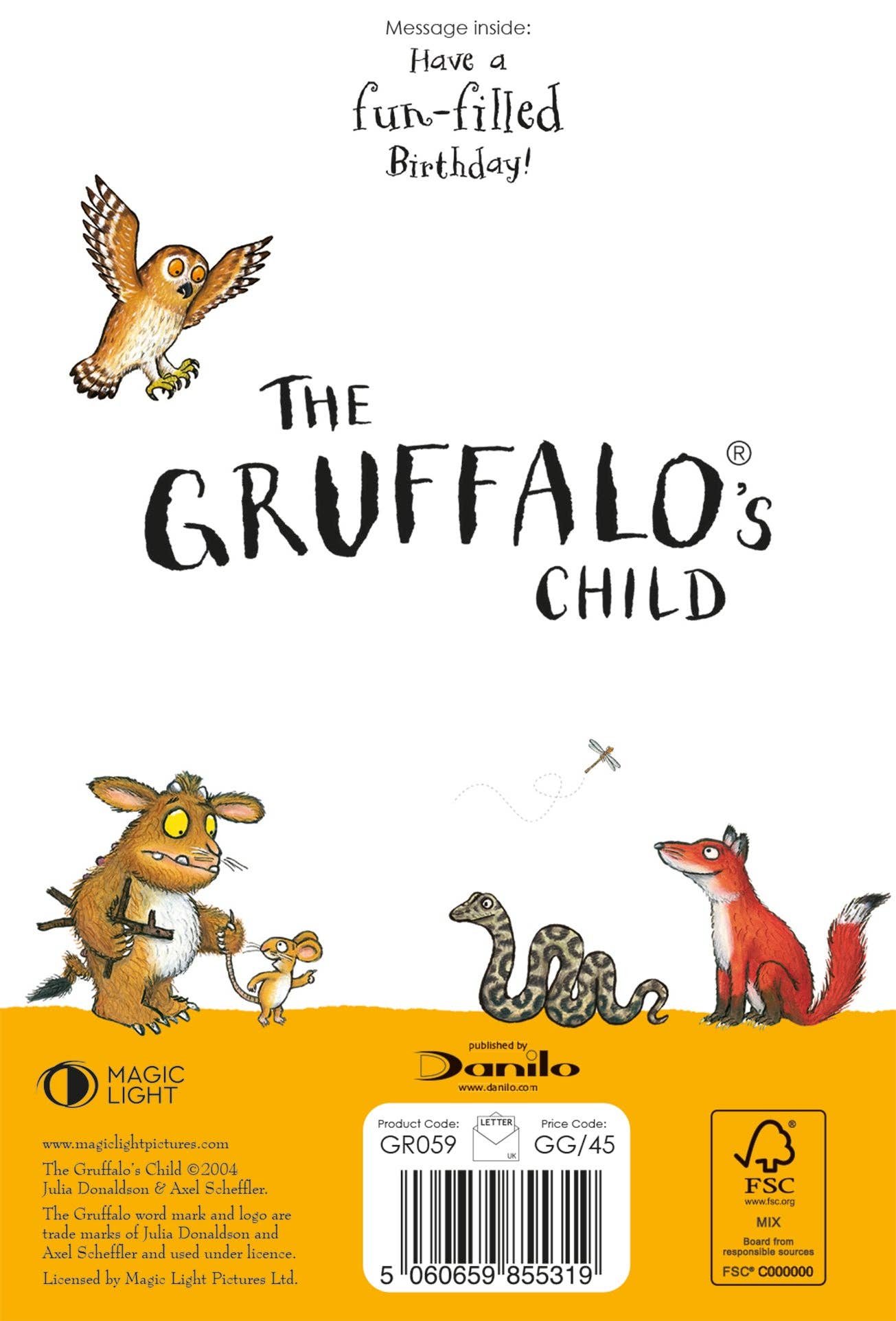 Danilo Promotions Ltd – wholesale Birthday card – The Gruffalo Age 3 Birthday Card3