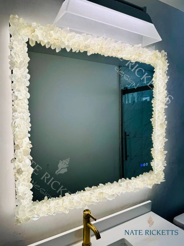 Quartz Crystal Backlit Vanity Mirror for wholesale by Nate Ricketts Design