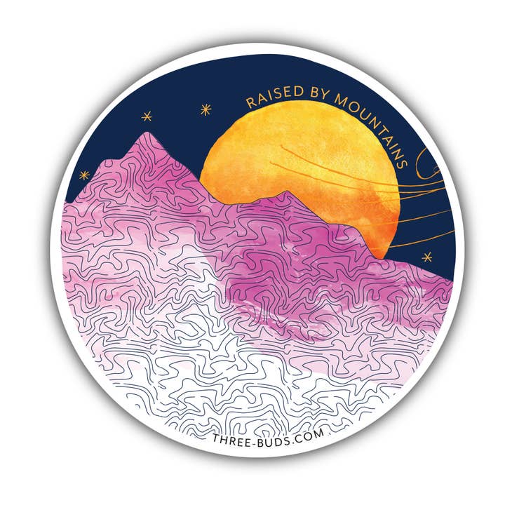 Raised by Mountains Sticker for wholesale by Three Buds Apothecary