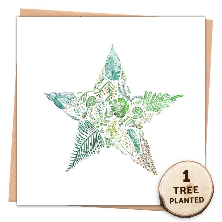 Zero Waste Card & Eco Friendly Bee Seed Gift. Green Star for wholesale by 1 Tree Cards
