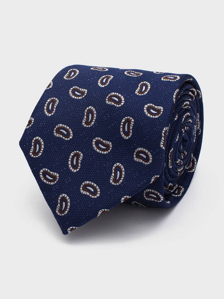 Marinblå blomma slips för wholesale av Solera