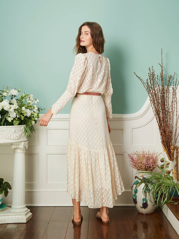 The Iris Dress | Oval Clip in Cream for wholesale by Black Iris