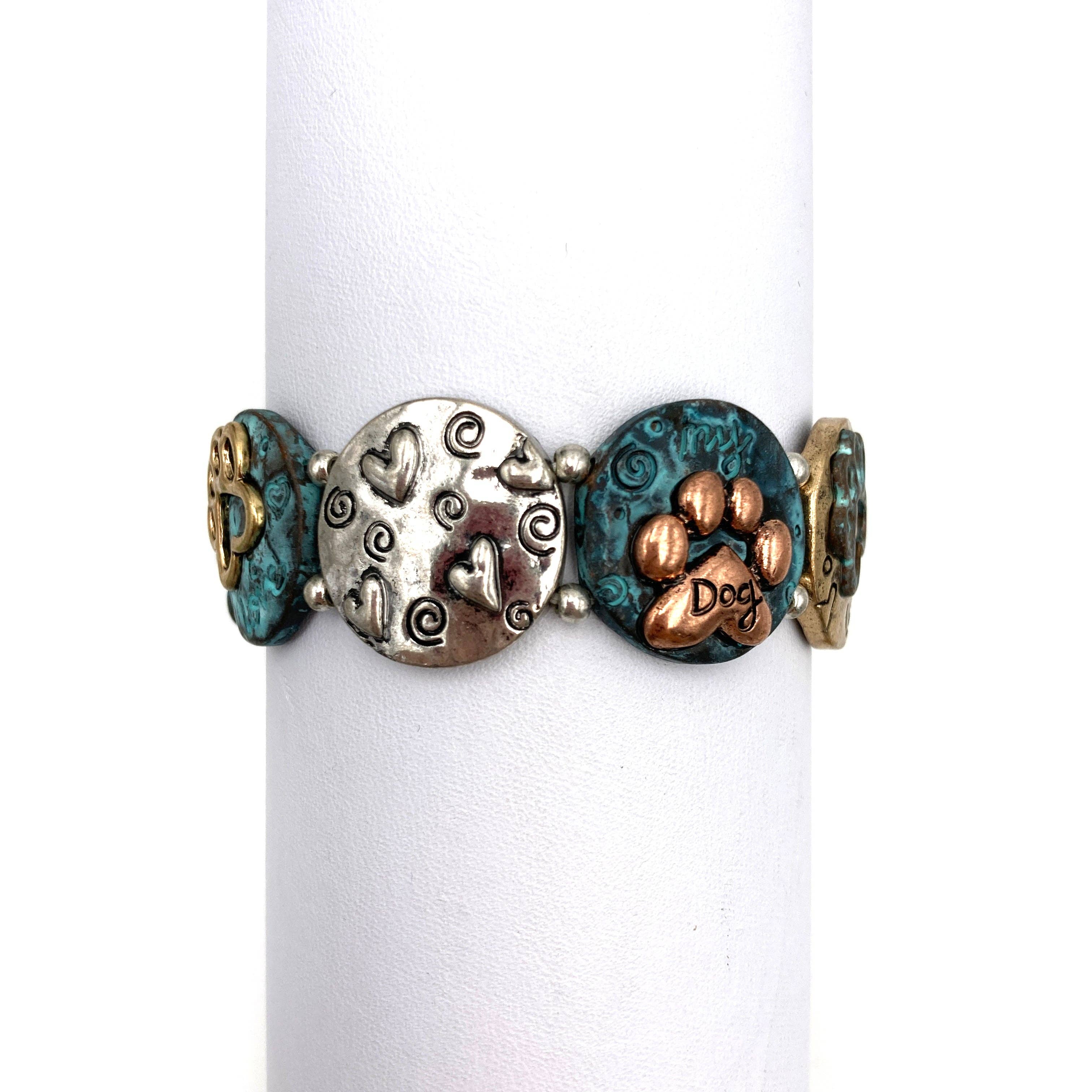 Lunar Deer - Venta al por mayor Pulseras de abalorios/colgantes - Pulsera elástica I Love Dog Paw1