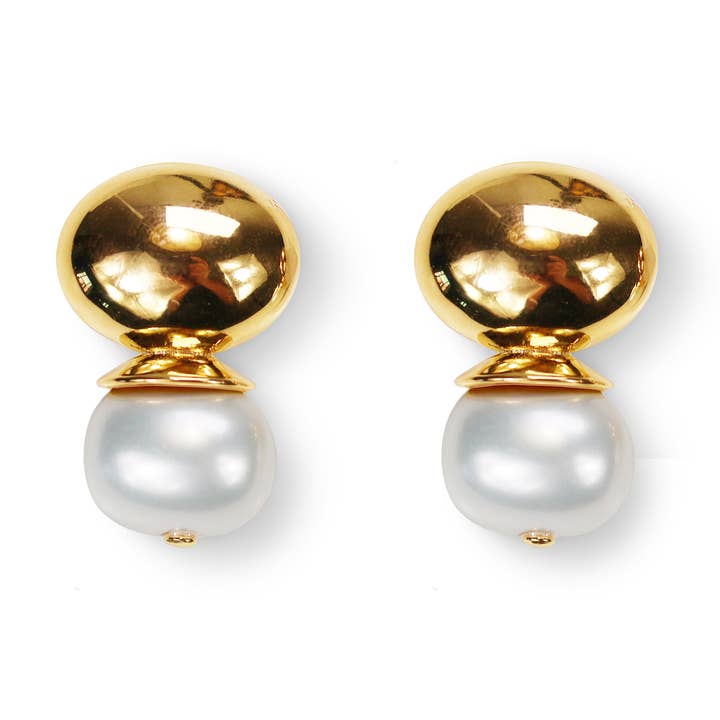 Baby Pebble Orb Earring White for wholesale by CC & Co by Catherine Canino