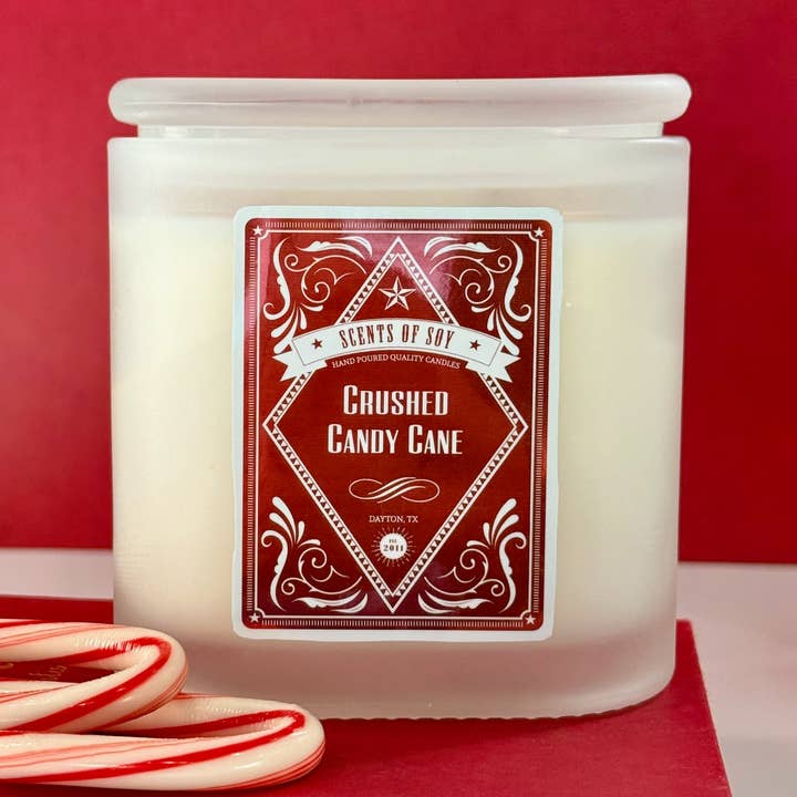 Scents Of Soy Candle Company - Vente Bougie en bocal - Bougie en verre ovale givré au parfum de canne à sucre écrasée0