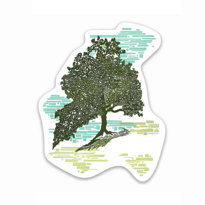 Röd ek träd natur landskap vinyl klistermärke för wholesale av Current Location Press