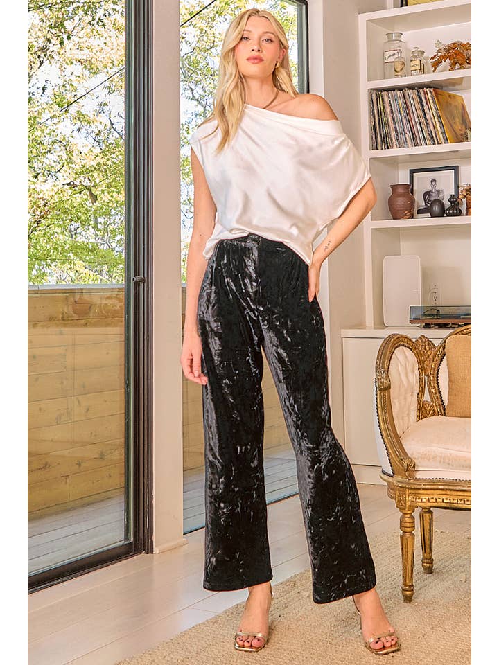 Mystree - Wholesale Pants - Women's - 60784 Crinkle Velvet Trousers1