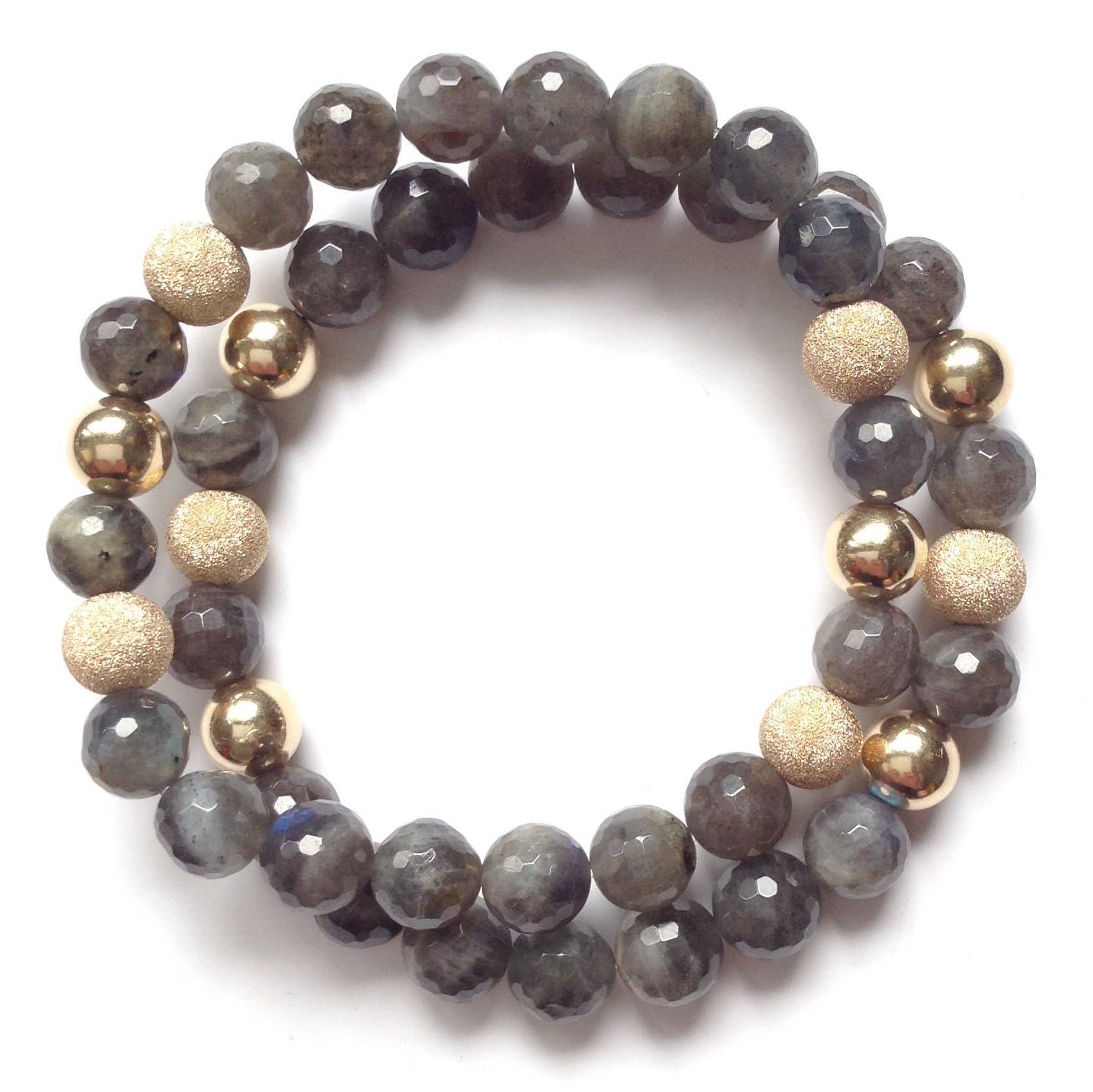 Solid Design Studios - Wholesale Beaded Bracelet - Faceted Labradorite & 14k Gold-Filled Stretch Bracelet I2