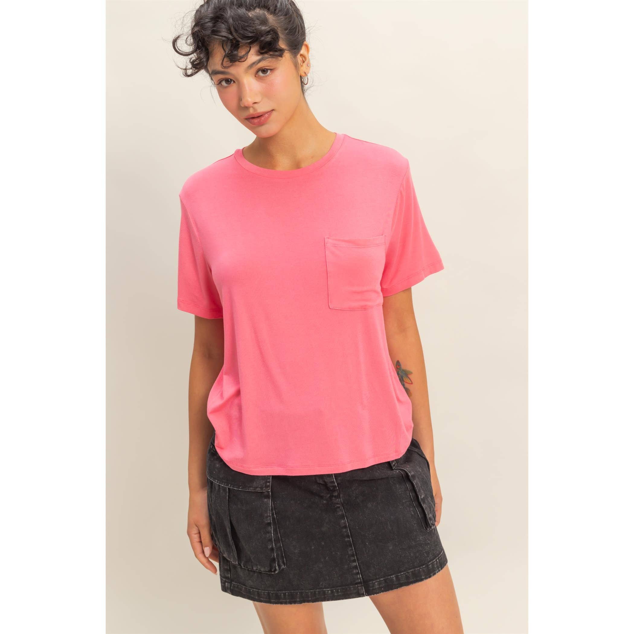 Double Zero - Venta al por mayor Camiseta - Mujer - Top clásico de cuello redondo con bolsillo y manga corta1