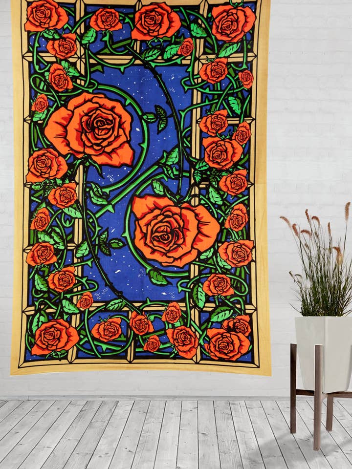3D Tapestry Rose Window Hanger Packaged Tapestries Roses for wholesale by Sunshine Joy
