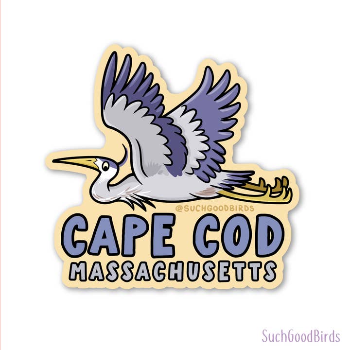 Such Good Birds - Wholesale Sticker - Cape Cod Heron- 3" Waterproof Vinyl Sticker Souvenir