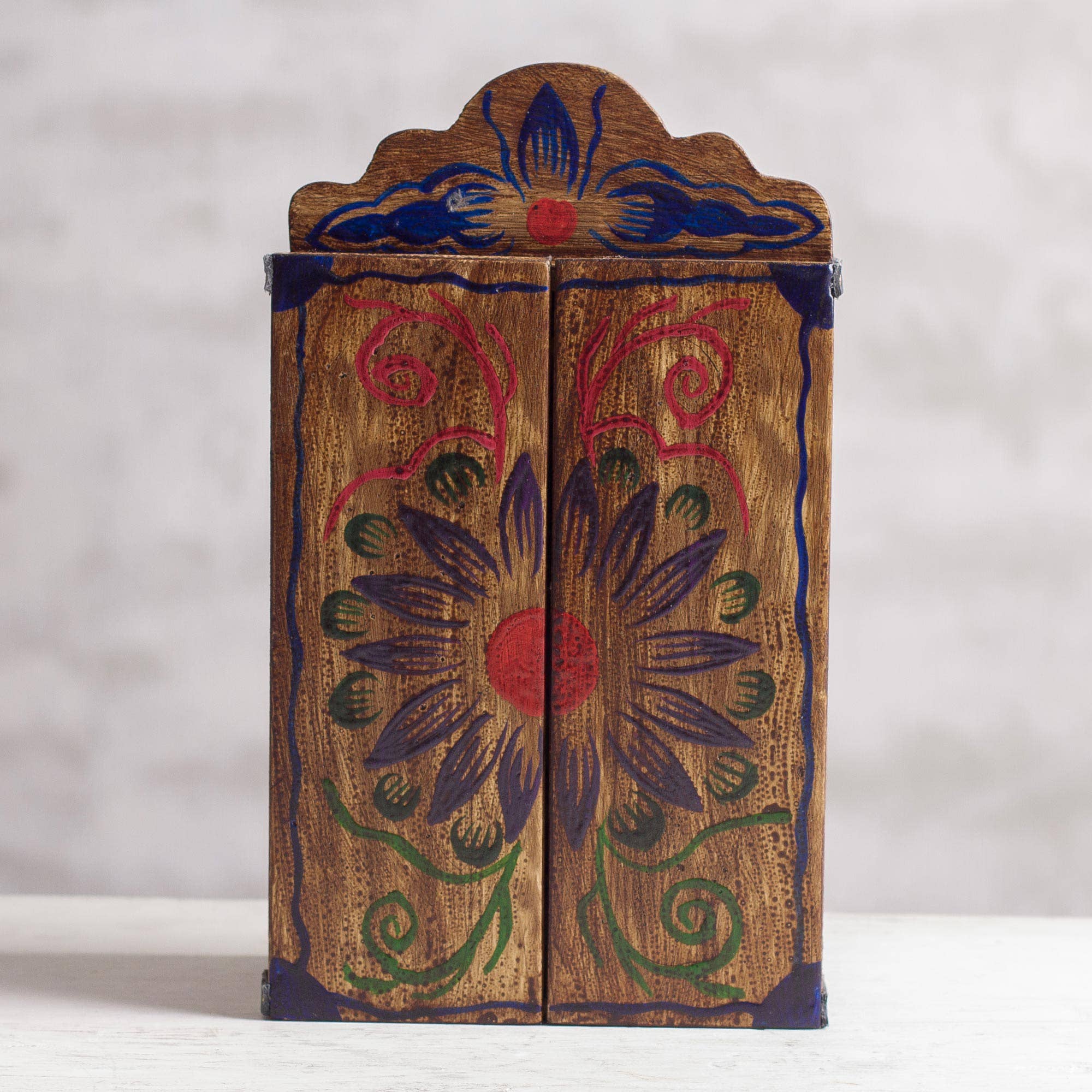 NOVICA - Wholesale Sculpture - Virgin Mary Wood Retablo2