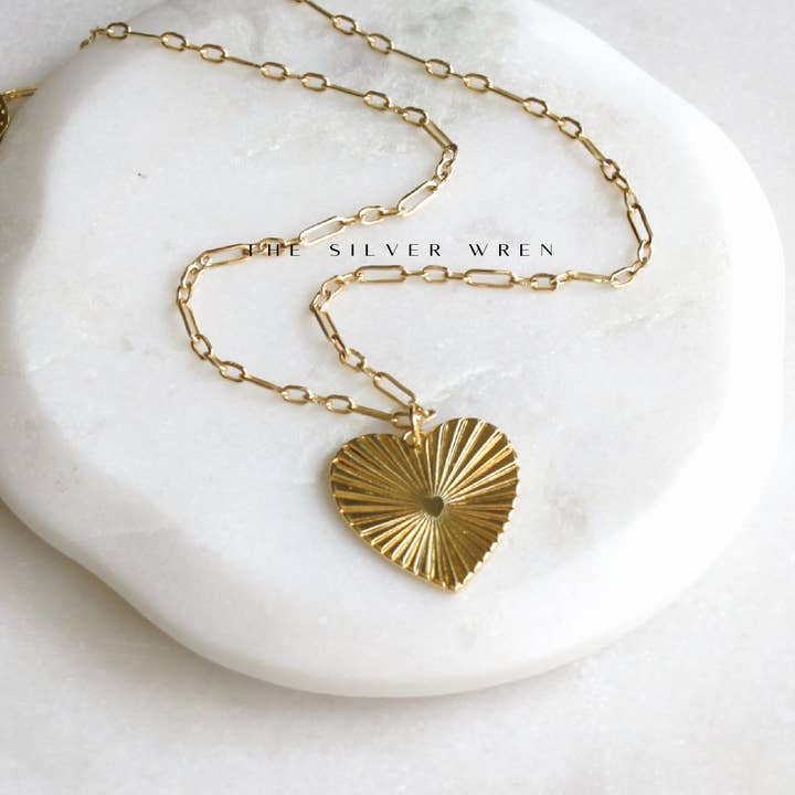 Gold Heart Pendant Necklace for wholesale by The Silver Wren