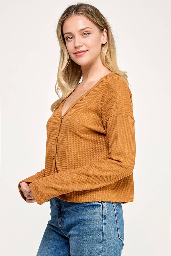 Cerule – wholesale Stickad topp - Dam – J5284 Långärmad topp i våffelstickning6