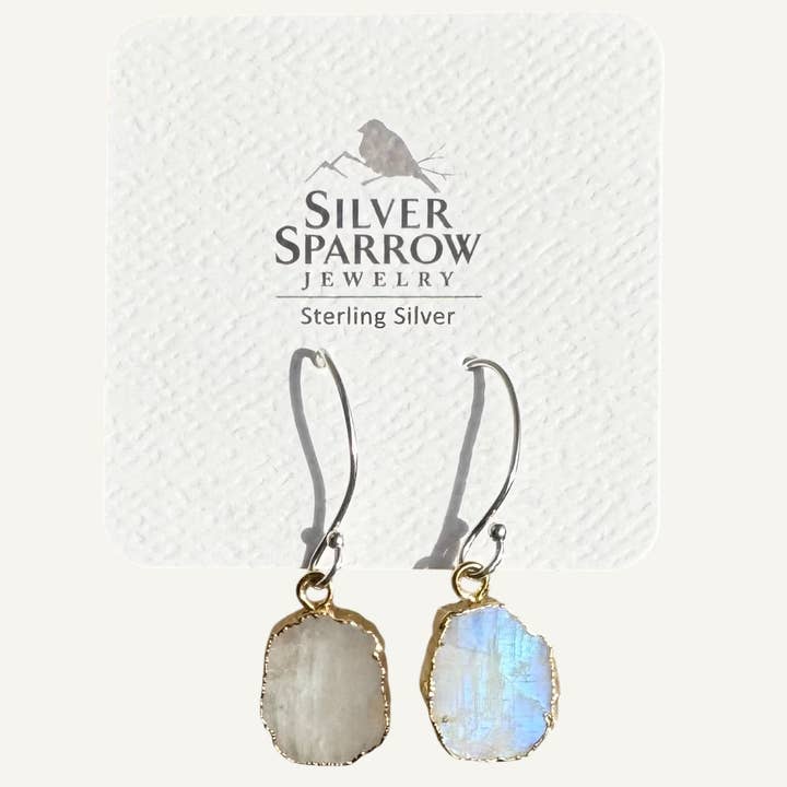 Moonstone Slab Drop Earrings for wholesale by Silver Sparrow Jewelry