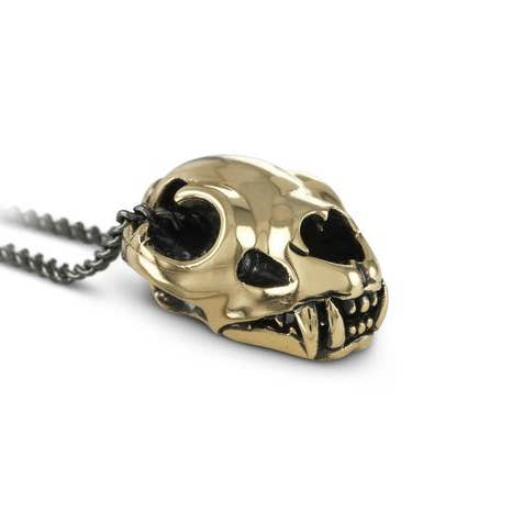 Tiger Skull Necklace - Bronze for wholesale by Lost Apostle