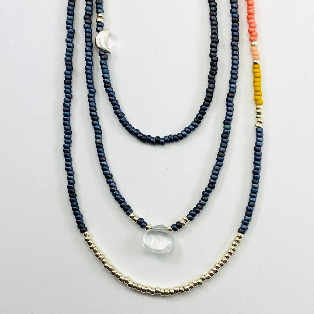 Sarah Crawford Handcrafted - Vente Parures de bijoux - Grays Parure de collier à trois perles - Cristal transparent0