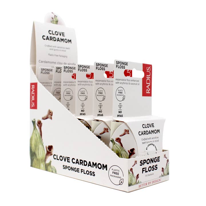 RADIUS - Wholesale Floss - Vegan Clove Cardamom Sponge Floss, 55yd4