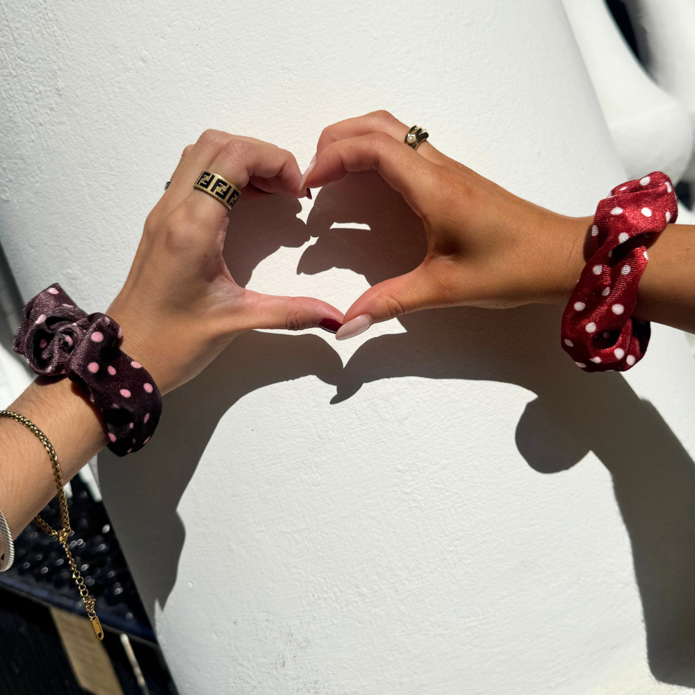 Coconut Lane – wholesale Scrunchie - Women’s – Burgundy Polka Dot Scrunchie4