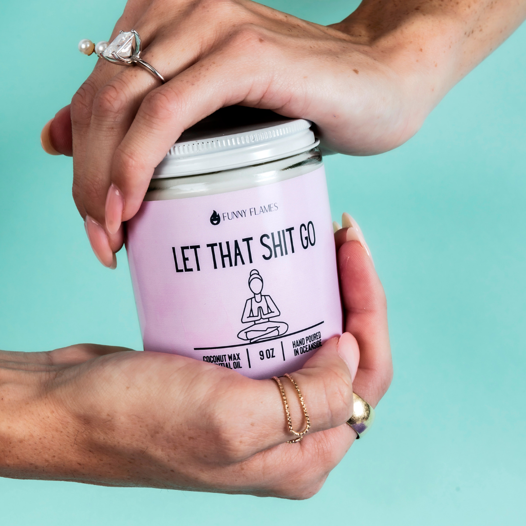 Funny Flames Candle Co - Les Creme - Wholesale Jar/Filled Candle - Let That Shit Go Candle (Pink) Candle- Best Selling Candle7