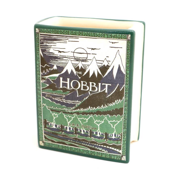 The Hobbit, book shaped pencil holder, decoupaged, vase for wholesale by Lenny Mud