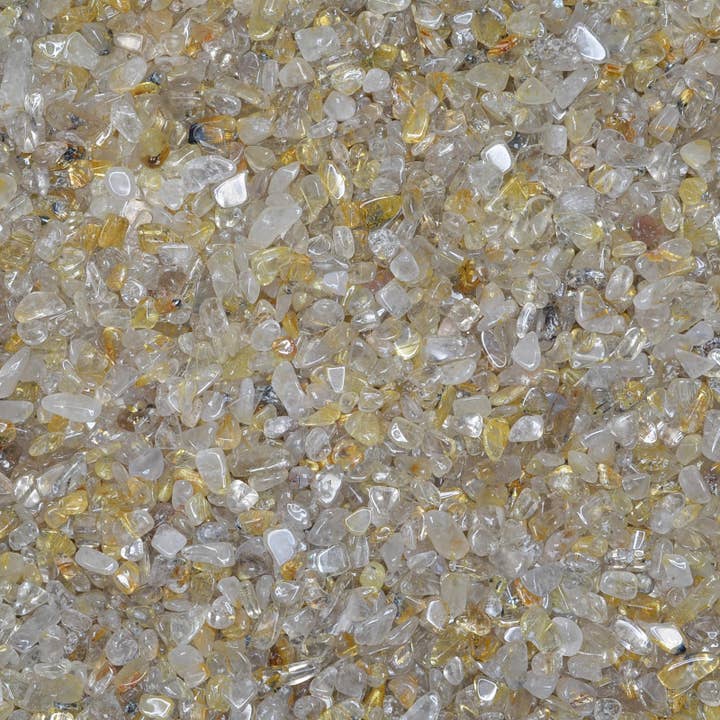 Fantasia Mining - Wholesale Spiritual Stone/Crystal - Tumbled Rutile Quartz Chips -.2" to .3" - China (1 lb)