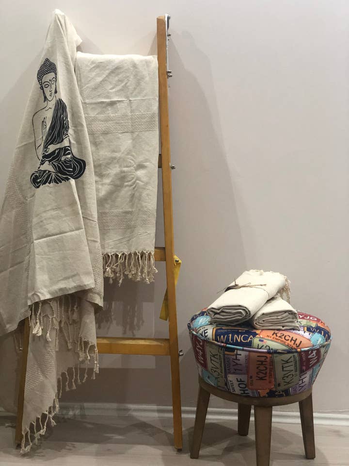 Buddha Litografi Handduk, Organisk Badhandduk, Sandfri Handduk för wholesale av SannasDecor