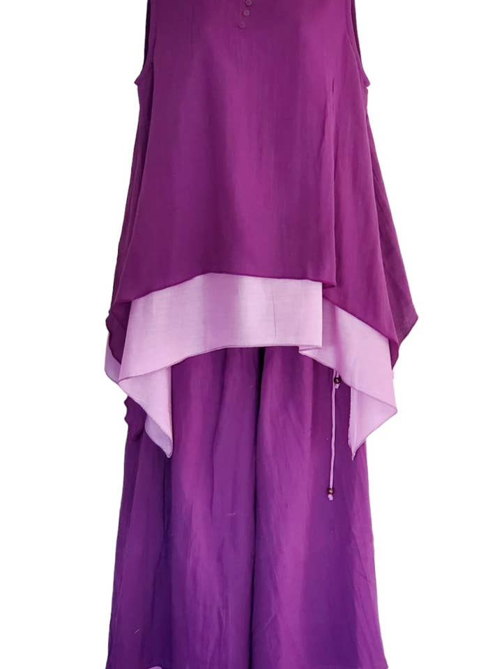 Napa (aubergine en roos) set met top en broek voor dames voor wholesale door Bluestar