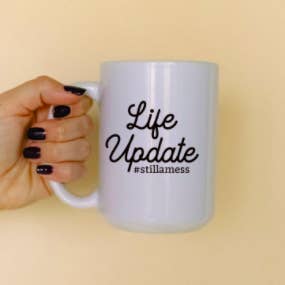 Tasse à café en céramique 15 oz Life Update, tasse drôle pour la vente par Mug and Mini