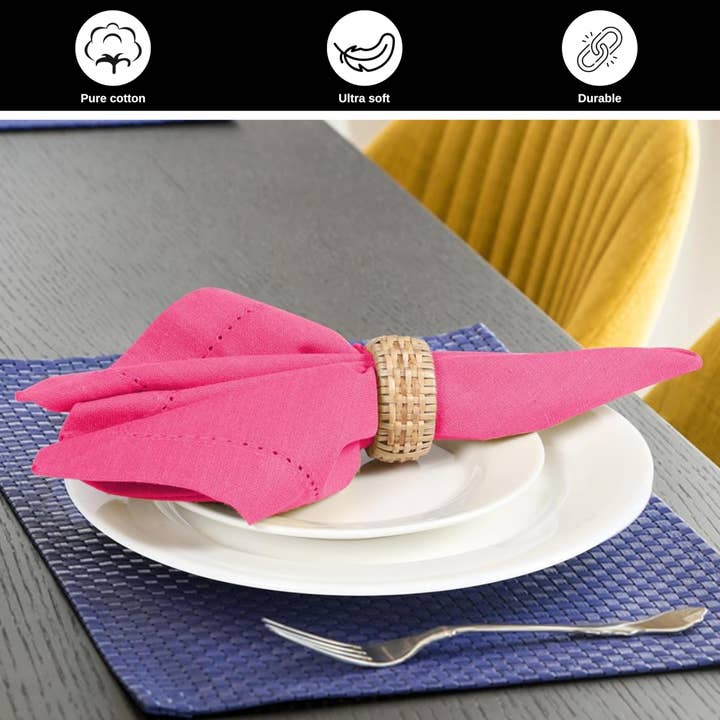Premium Cotton Dinner Napkins, 18x18"inch- Pink (Set of 12) for wholesale on Faire7
