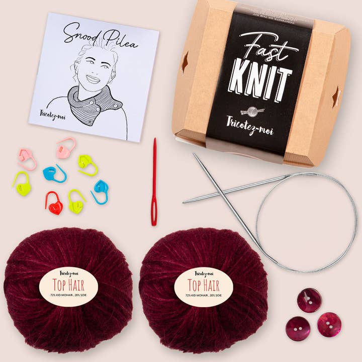 Snood Pilea - Scatola pronta da lavorare a maglia - Colore viola per la vendita all'ingrosso da parte di Tricotez-moi