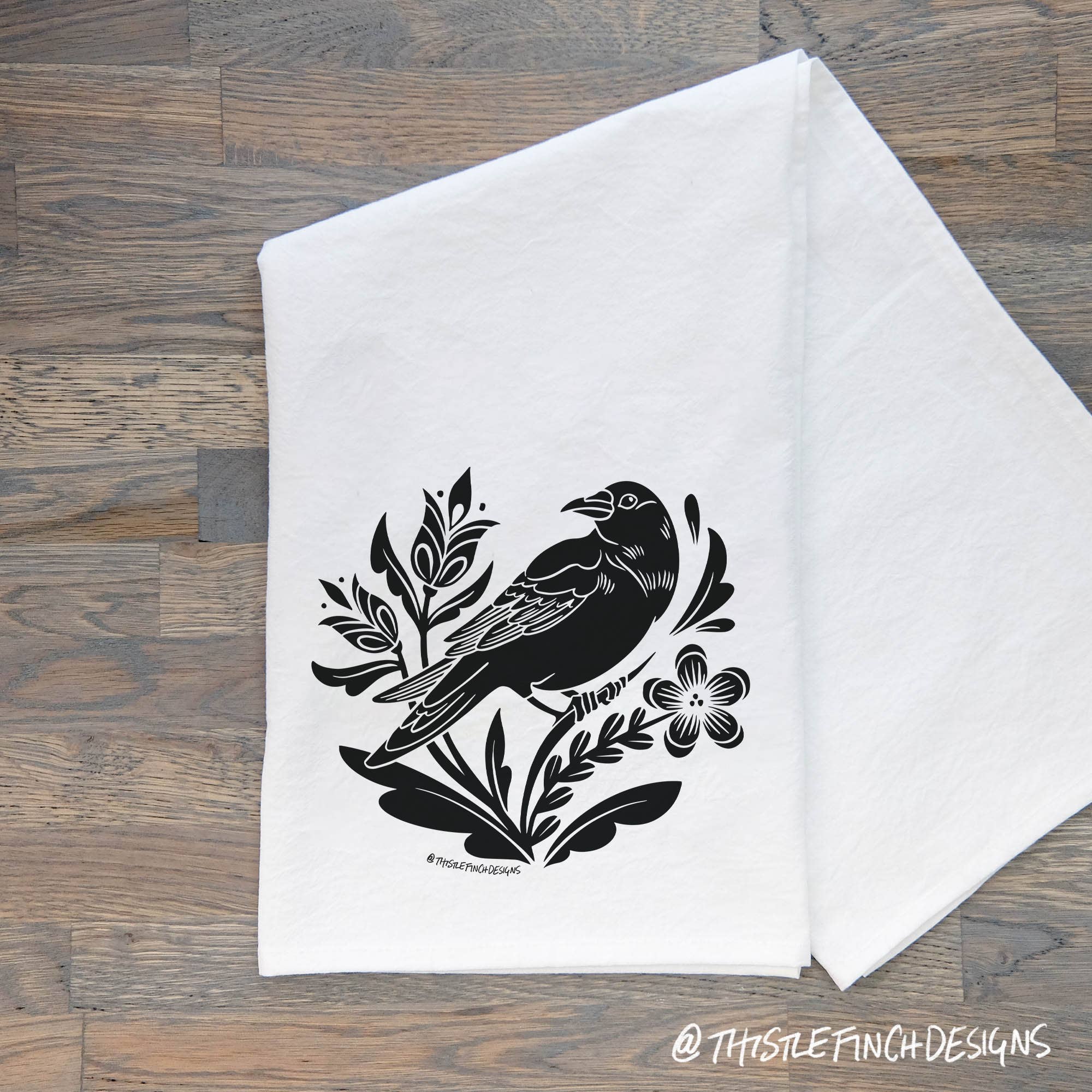 Thistle Finch Designs - Wholesale Tea Towel - Crow Distelfink PA Dutch Tea Towel1