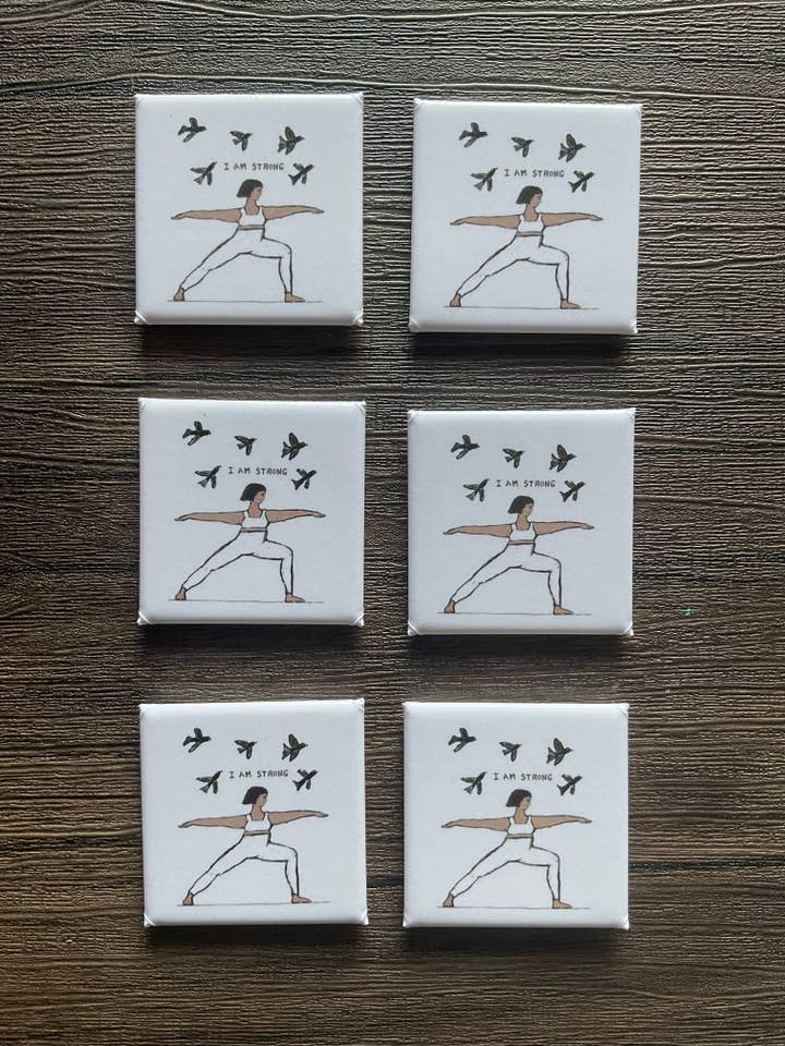 Mini Aimants - Yoga Fort pour la vente par Blueberry Road Cards