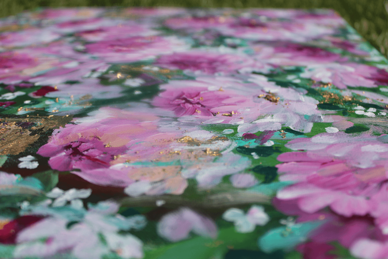 glad you're here co - Wholesale Painting/Drawing - Original Acrylic Painting on 16x20 Canvas with Gold Flecks • Pink Floral Abstract Wall Art • Modern Flower Artwork for Home Decor7