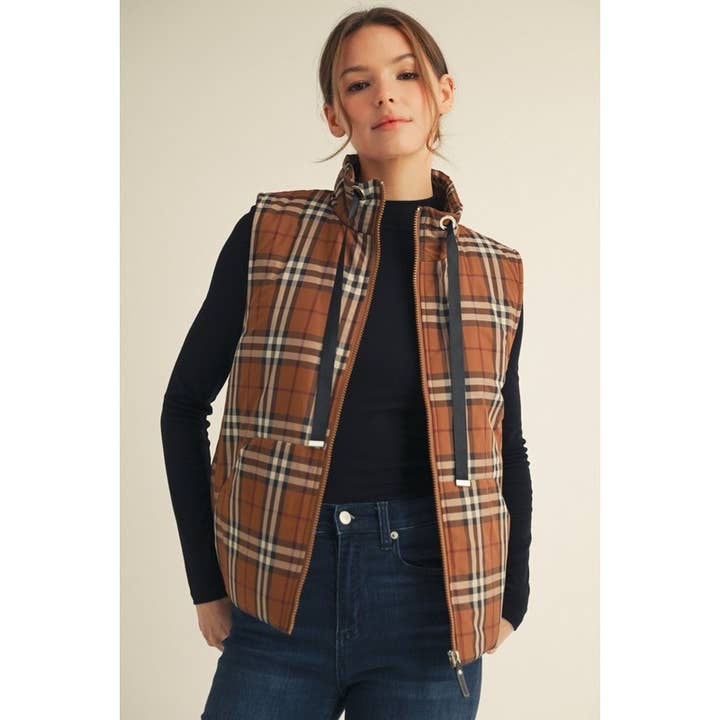 NEW Plaid Padding Vest for wholesale by STYLE USA